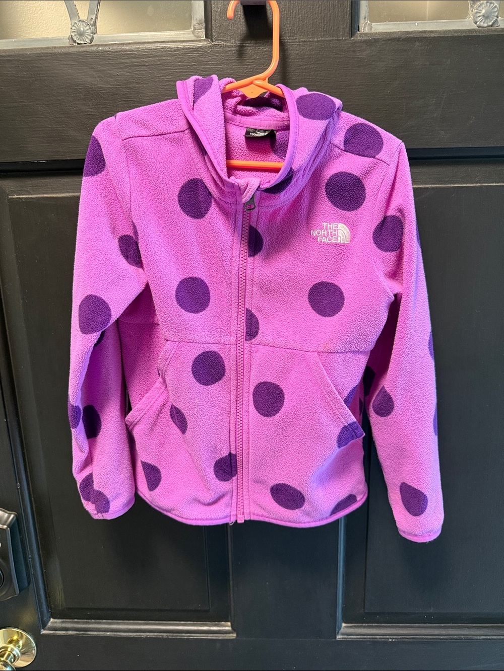 The North Face Purple Fleece Jacket with Dark Purple Polka Dots
